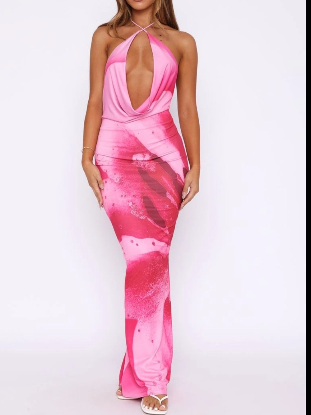 White Fox Dancing in Ibiza Maxi Dress in Blush Bloom